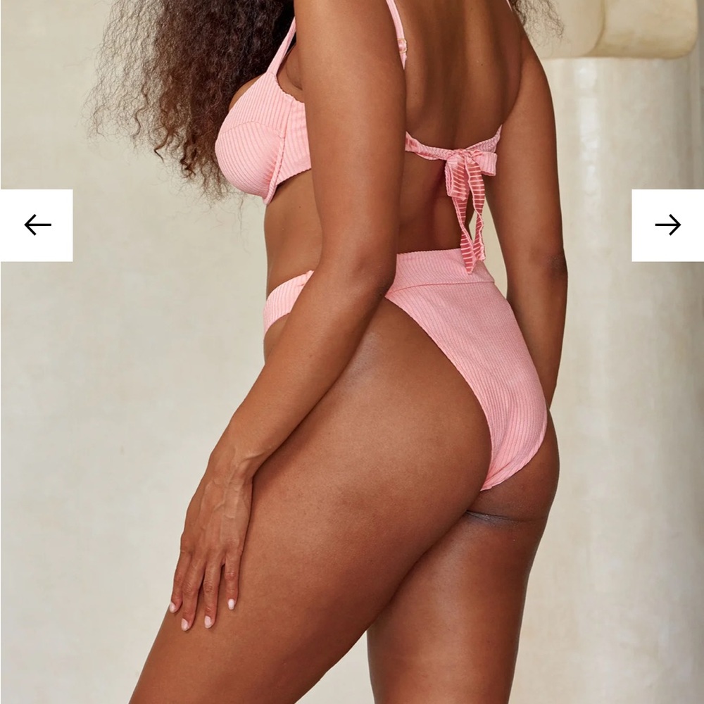 Pink Ribbed Bikini Set - Picture 2 of 8
